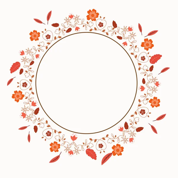 Wreath Flowers Leaves Vector Wreath Autumn Flowers Ornaments Banner Invitation — Stock Vector