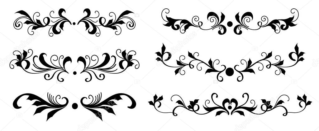 Ornaments wreath vectors. Set Collection of Vintage Ornament Elements, Hand drawn vector dividers. Doodle design elements. Decorative swirls dividers