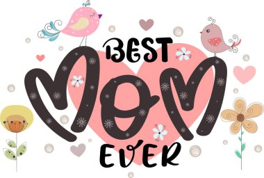 Anneler günü tebrik kartı. Mutlu Anneler Günü Kaligrafi vektörünü çiçekler ve yapraklarla kutluyoruz. En iyi anne tebrik kartı vektörü. Resim Anneler Günü