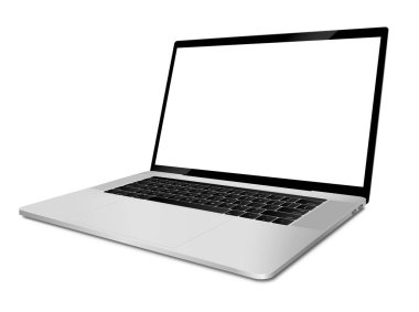 Laptop with blank screen angled view. clipart