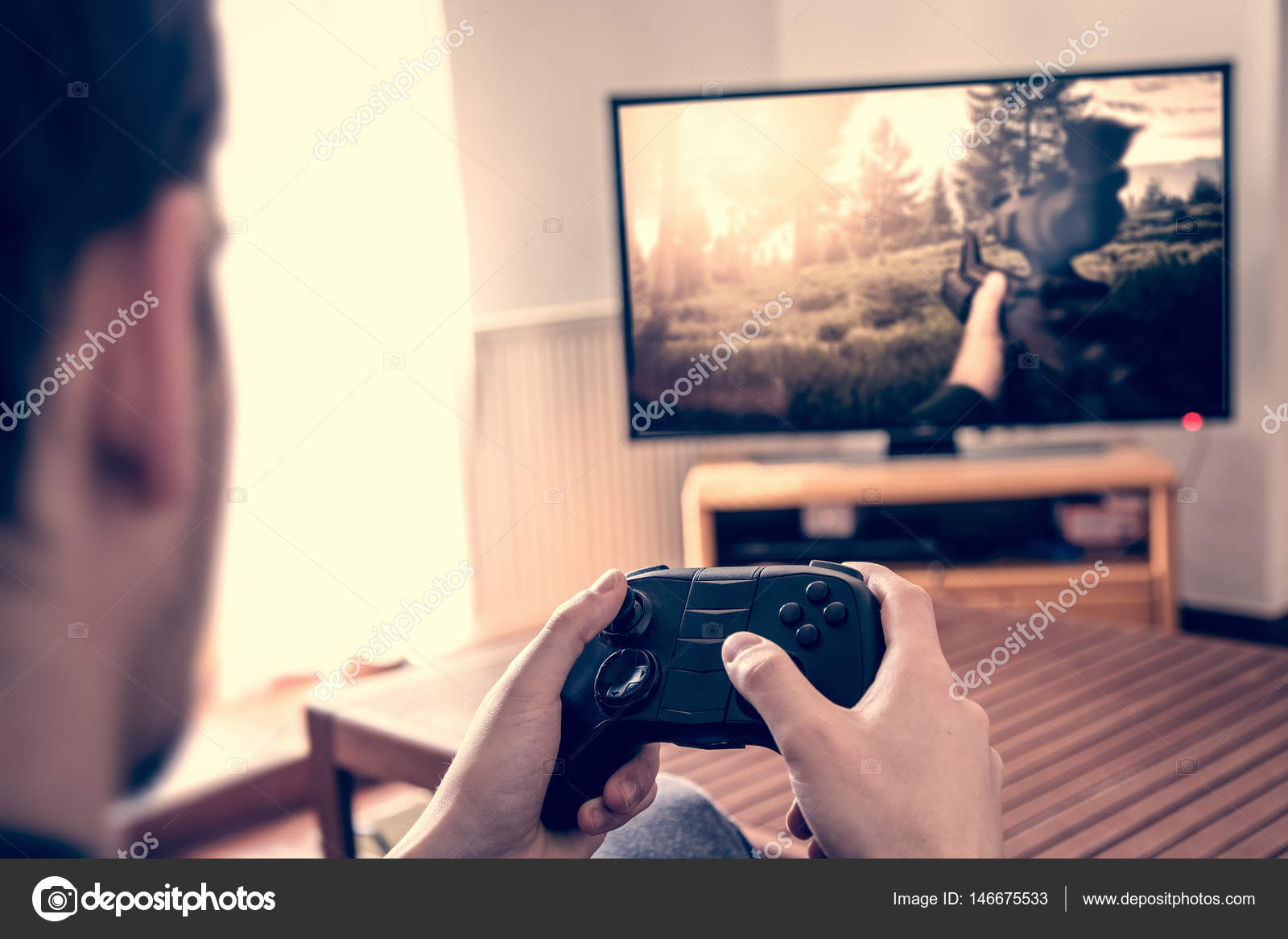 Video Gaming Console Man Playing Rpg Strategy Game Stock Photo - Download  Image Now - iStock