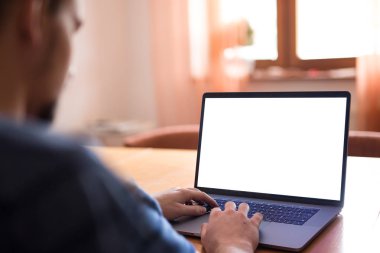 Dizüstü bilgisayarda yazarak adamın elleri 