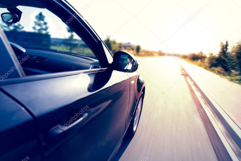 Driving car on road