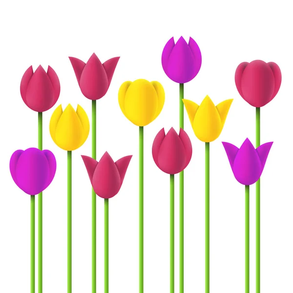 Juego de tulipanes de diseño simple — Vector de stock