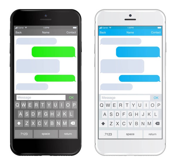 Chatting bubbles on smartphone screen