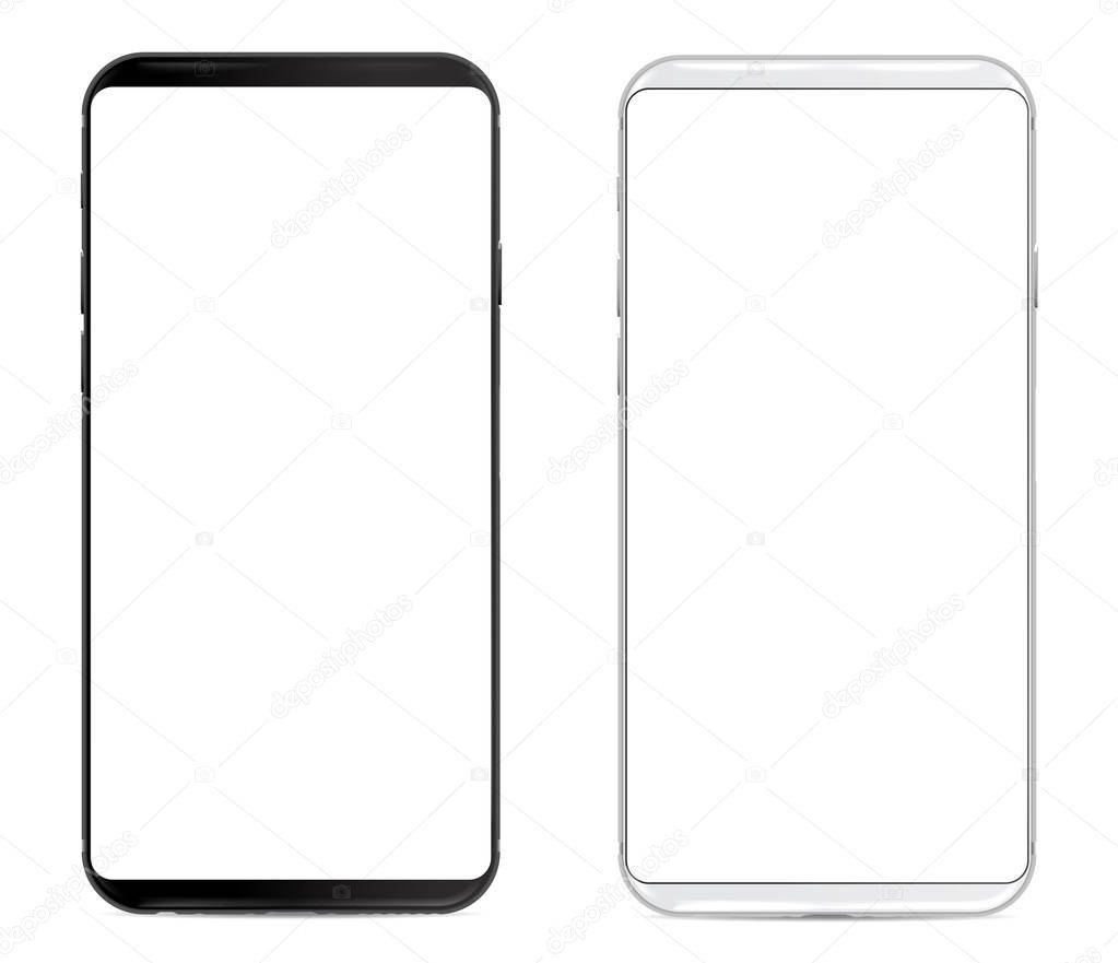 Smartphone with modern frameless design and blank screen