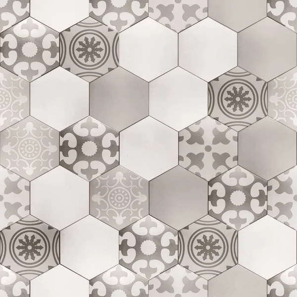 Hexagon floor with Provence pattern — Stock Photo, Image