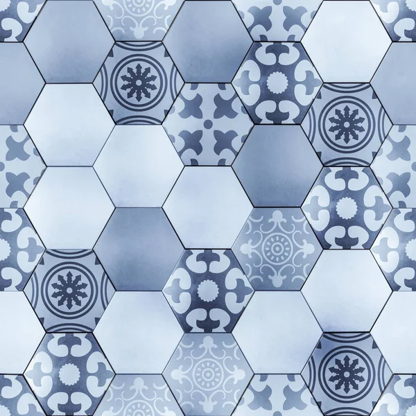 Hexagon golvet med Provence mönster — Stockfoto