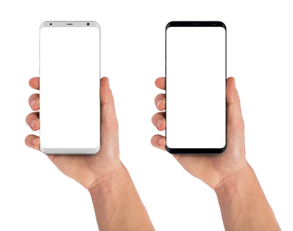 Erkek el ile smartphone siyah ve beyaz