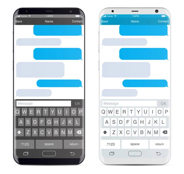 Smartphone chat sms burbujas plantilla de aplicación — Archivo Imágenes Vectoriales