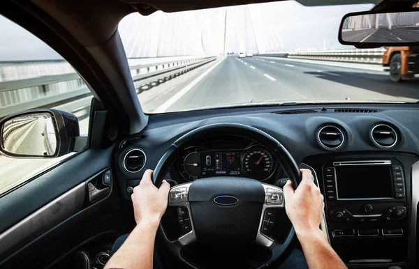 Conducción Coche Pov Una Carretera Punto Vista Perspectiva Primera Persona —  Fotos de Stock