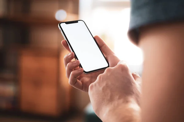 Mockup Smartphone Blank Screen Human Hand — Stock Photo, Image