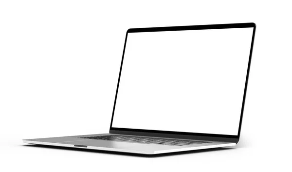 Laptop Com Tela Branco Isolado Fundo — Fotografia de Stock