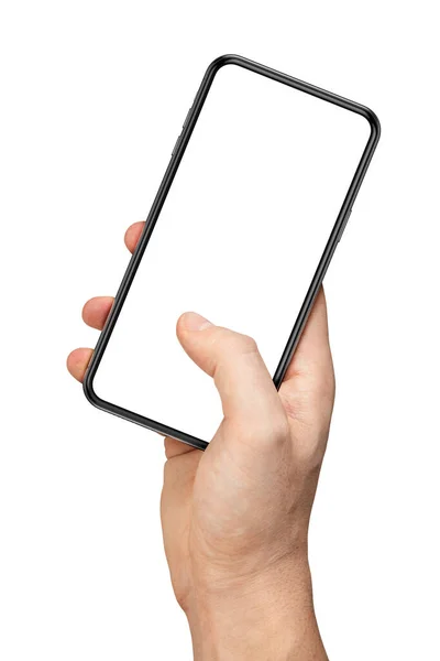 Mockup Smartphone Med Blank Skärm Människohand — Stockfoto