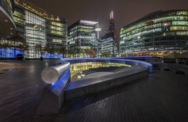 Londra Şehir Gecesi Panorama Modern Binası