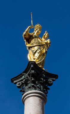 Vigin Mary's sütun Marienplatz Meydanı Münih, Almanya