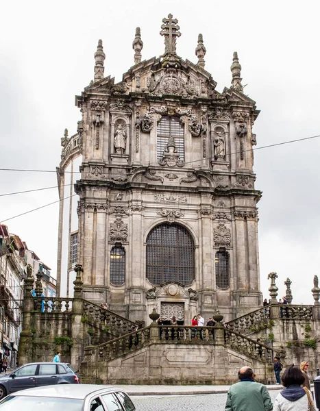 Clerigos church baroque facade close-up in Porto, Portugal — Stock Photo, Image