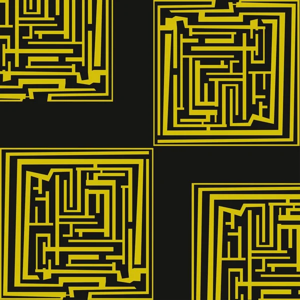 Dark Pattern Shortened Gold Maze Inserts — Stock Photo, Image