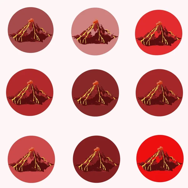 pattern of red volcanoes on a background of various kvass shades