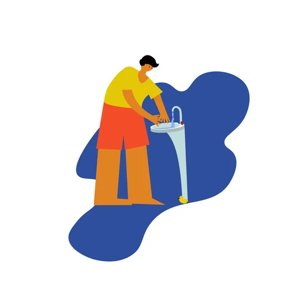 Una persona mantiene su inmunidad. Se lava las manos manteniendo la limpieza y la higiene corporal. ilustración . —  Fotos de Stock