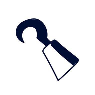 Siyah çizgi korsan kancası simgesi beyaz arkaplanda izole edildi. Karalama tarzında. Vektör illüstrasyonu