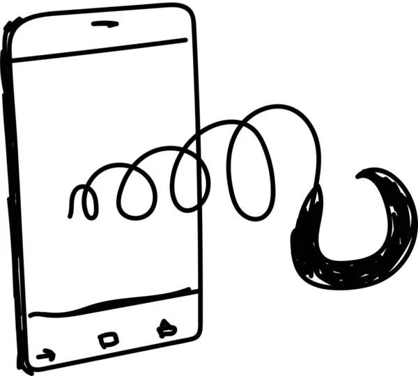 Dépendance Téléphone Image Est Dessinée Main Dépendance Sur Les Réseaux — Image vectorielle