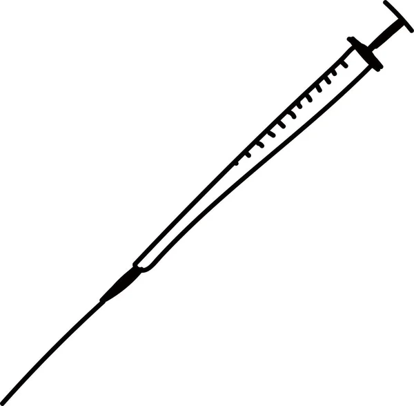 Ручний Шприц Білому Ізольованому Тлі Медичні Елементи Іконки Doodle Простий — стоковий вектор