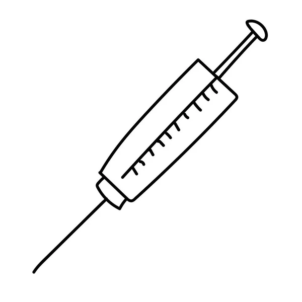 Seringa Desenhada Mão Sobre Fundo Branco Isolado Elementos Médicos Ícones —  Vetores de Stock