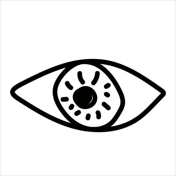 Human Eye Hand Drawn Doodle Style Isolated White Background Vector — Stok Vektör