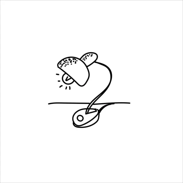 Schreibtischlampe Cartoon Vektor Und Illustration Schwarz Weiß Handgezeichnet Skizzenstil Isoliert — Stockvektor