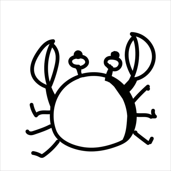 Krab Zoet Zeedier Doodle Stijl Geïsoleerd Witte Achtergrond Vector Overzicht — Stockvector