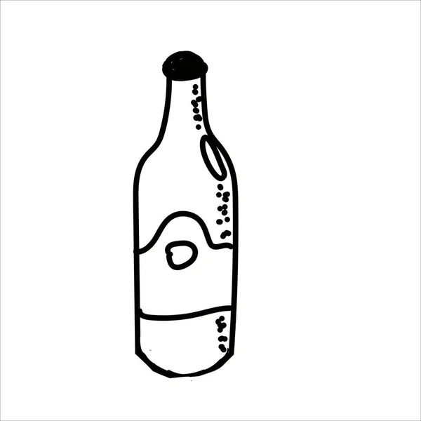 Hand Drawn Bottle Doodle Style Linear Illustration Vector Image — Stock Vector