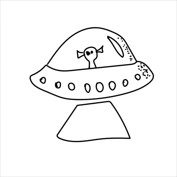 Ufo Doodle Χέρι Σχεδιάζεται Διάνυσμα Που Απομονώνονται Ένα Λευκό Φόντο — Διανυσματικό Αρχείο