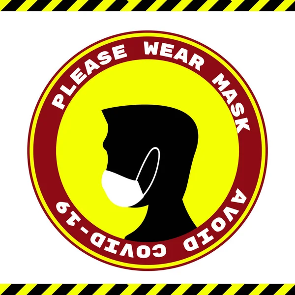 Please Wear Medical Mask Signage Floor Sticker Help Reduce Risk — Stock Photo, Image