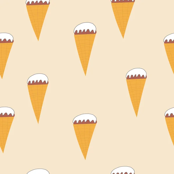 Patrón Cono Helado Sin Costuras Fondo Verano Dibujado Mano Vector — Vector de stock