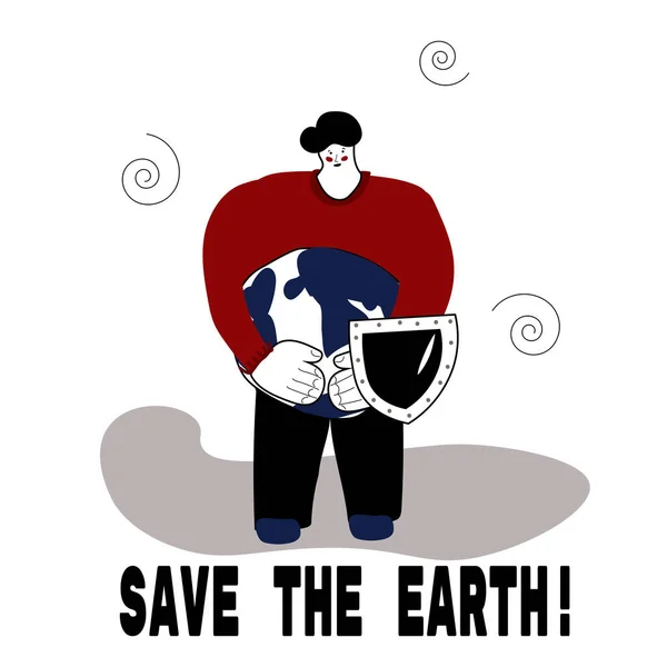 Άνθρωπος Κρατάει Στα Χέρια Του Ημέρα Περιβάλλοντος Σώσε Προστασία Του — Διανυσματικό Αρχείο