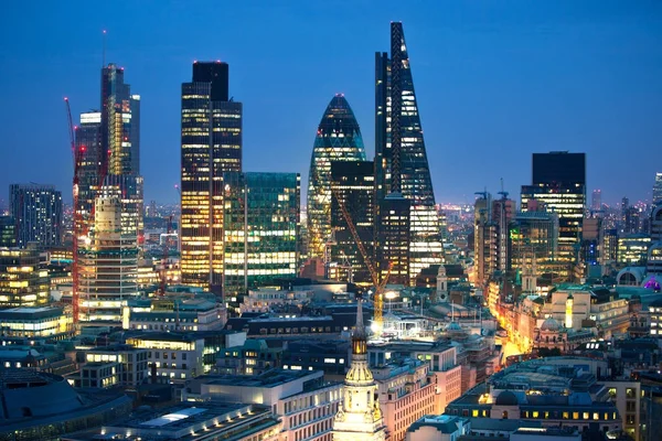 Wgląd nocy City of London. London, Wielka Brytania — Zdjęcie stockowe