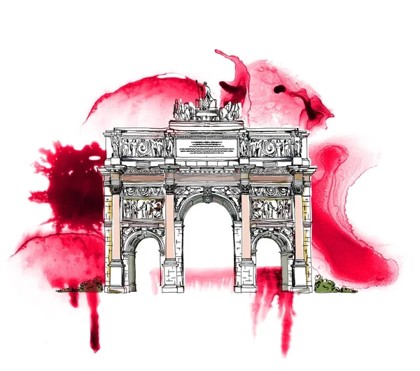 Sketch Triumph Arch Paris Sketch Collection — Stock Photo, Image