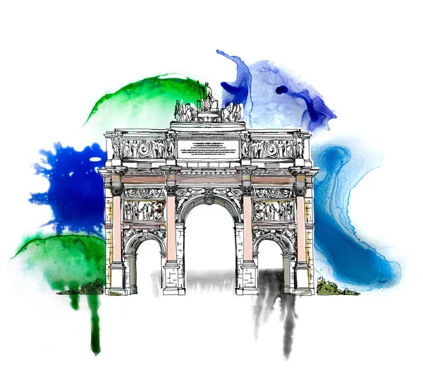 Эскиз Триумфальной Арки Париже Коллекция Эскизов — стоковое фото