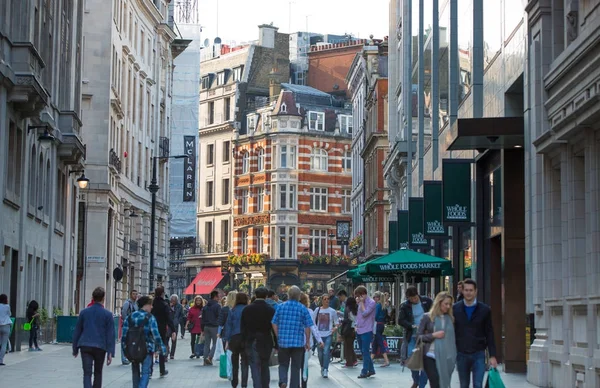 London October 2015 Regent Street Decorated British Flags Lots People Royalty Free Stock Photos