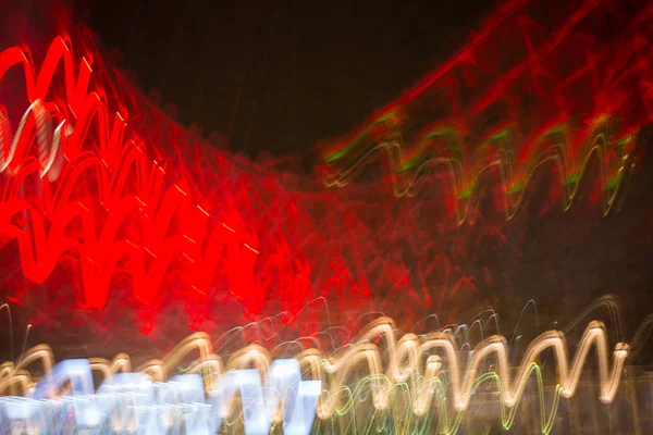 Abstrakter Hintergrund Aus Weihnachtslichtern Mit Langzeitbelichtung Bild Für Hintergrund Oder — Stockfoto