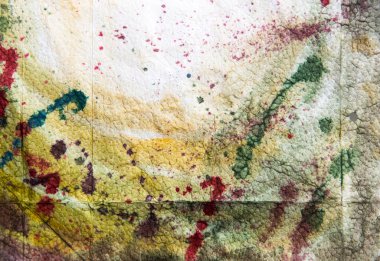 Soyut suluboya el boyalı arka plan. Suluboya lekeleri, yıkama ve sıçraması ile metin için yer.