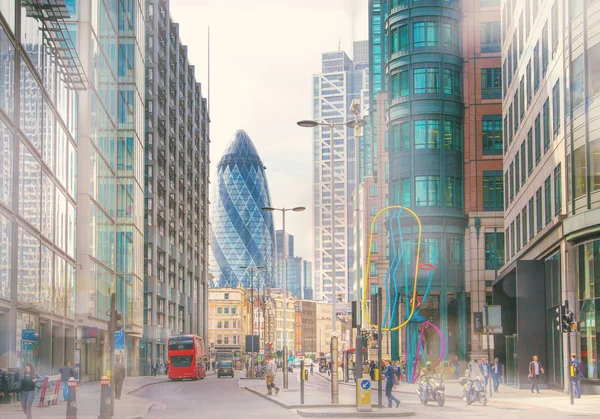 London Wielka Brytania Maja 2016 Miasto London Street Gherkin Budynku — Zdjęcie stockowe