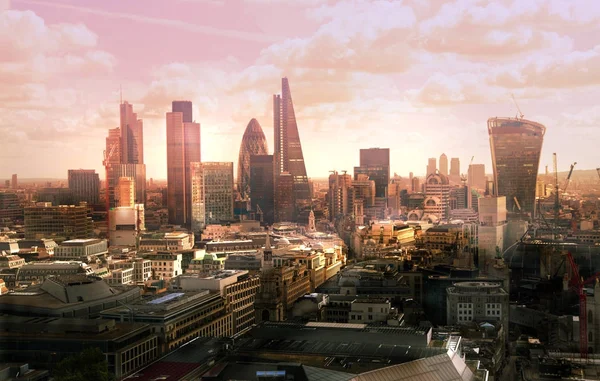 Londons Visa Affärsområde Panoramautsikt Från Våningen Londons Skyskrapa — Stockfoto