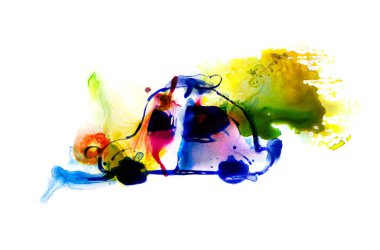 Araba, otomobil suluboya yaptı. Dokulu suluboya koleksiyonu.