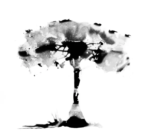 Streszczenie Symbol Koncepcji Drzewa Ekologia Przyroda Widok Akwarela — Zdjęcie stockowe