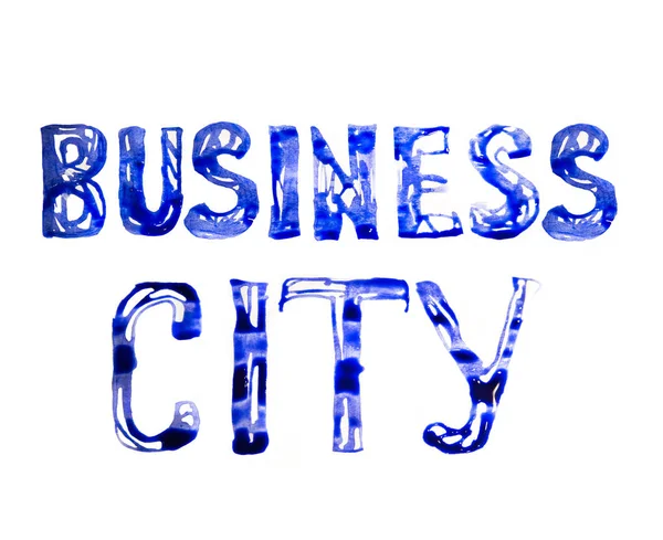 Business City Sign Made Blue Watercolour Watercolour Textured Collection — Stock Photo, Image