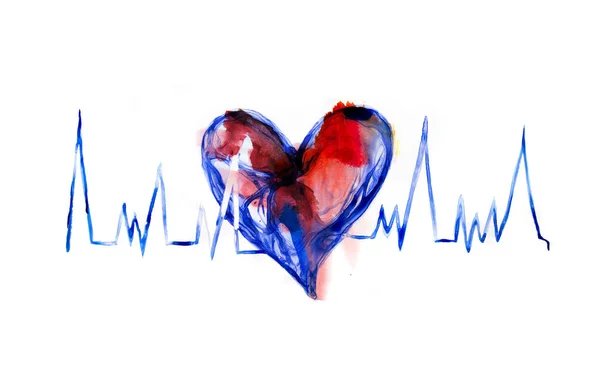 Soyut Kalp Suluboya Sevgi Sağlık Kavramı Sembolü Yaptı — Stok fotoğraf