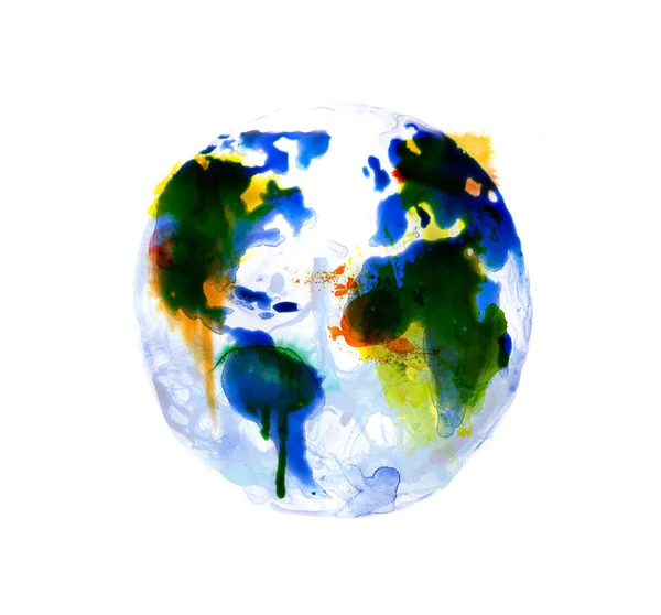 Globe Abstrait Pinceaux Palette Collection Texturée Aquarelle — Photo