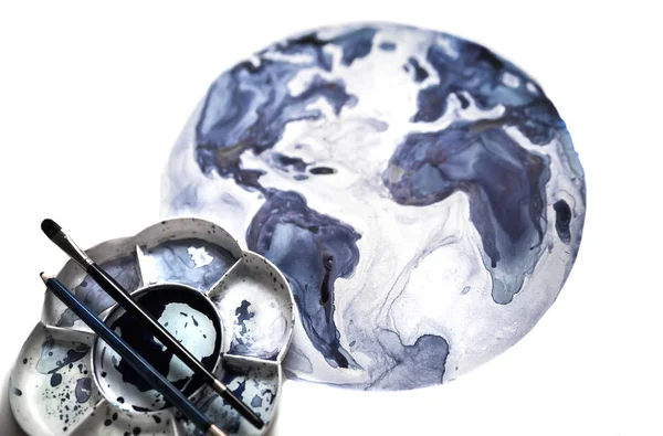 Abstraktní Globe Štětce Palety Akvarel Texturou Kolekce — Stock fotografie